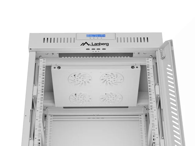 19" VOLNĚ STOJÍCÍ RACKOVÁ SKŘÍŇ 15U/600X600 (FLAT PACK) S PROSKLENÝMI DVEŘMI LCD ŠEDÁ  V2