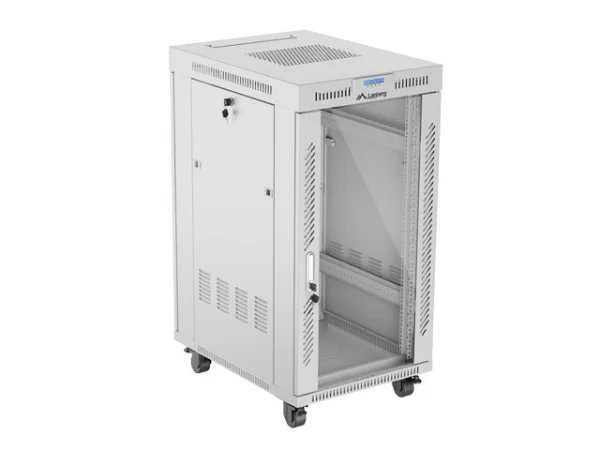 19" VOLNĚ STOJÍCÍ RACKOVÁ SKŘÍŇ 22U/600X800 (FLAT PACK) S PROSKLENÝMI DVEŘMI LCD ŠEDÁ  V2