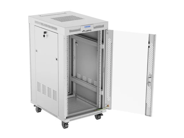 19" VOLNĚ STOJÍCÍ RACKOVÁ SKŘÍŇ 22U/600X800 (FLAT PACK) S PROSKLENÝMI DVEŘMI LCD ŠEDÁ  V2