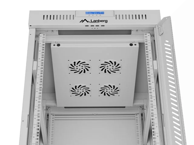 19" VOLNĚ STOJÍCÍ RACKOVÁ SKŘÍŇ 22U/600X800 (FLAT PACK) S PROSKLENÝMI DVEŘMI LCD ŠEDÁ  V2