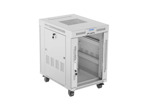 RACKOVÁ SKŘÍŇ 19" VOLNĚ STOJÍCÍ 15U/600X800 (FLAT PACK) S PROSKLENÝMI DVEŘMI LCD ŠEDÁ  V2