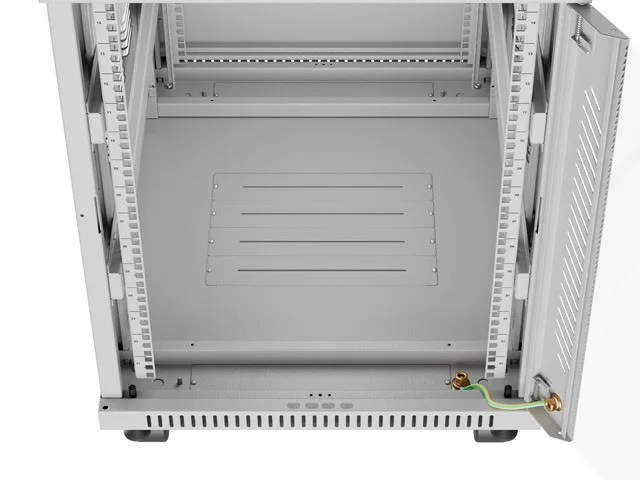 RACKOVÁ SKŘÍŇ 19" VOLNĚ STOJÍCÍ 15U/600X800 (FLAT PACK) S PROSKLENÝMI DVEŘMI LCD ŠEDÁ  V2