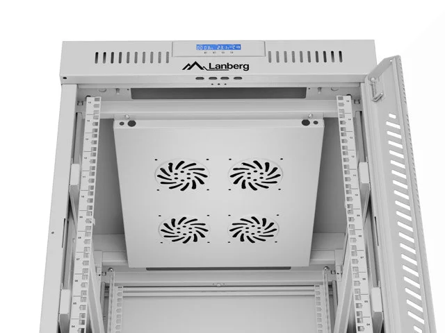RACKOVÁ SKŘÍŇ 19" VOLNĚ STOJÍCÍ 15U/600X800 (FLAT PACK) S PROSKLENÝMI DVEŘMI LCD ŠEDÁ  V2
