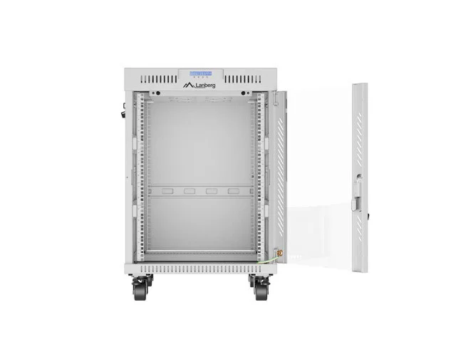 RACKOVÁ SKŘÍŇ 19" VOLNĚ STOJÍCÍ 15U/600X800 (FLAT PACK) S PROSKLENÝMI DVEŘMI LCD ŠEDÁ  V2