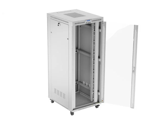 19" VOLNĚ STOJÍCÍ RACKOVÁ SKŘÍŇ 42U/800X1000 (FLAT PACK) S PROSKLENÝMI DVEŘMI LCD ŠEDÁ  V2