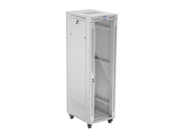 19" VOLNĚ STOJÍCÍ RACKOVÁ SKŘÍŇ 42U/600X800 (FLAT PACK) S PROSKLENÝMI DVEŘMI LCD ŠEDÁ  V2