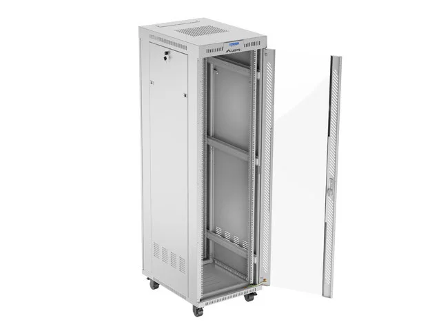 19" VOLNĚ STOJÍCÍ RACKOVÁ SKŘÍŇ 42U/600X800 (FLAT PACK) S PROSKLENÝMI DVEŘMI LCD ŠEDÁ  V2