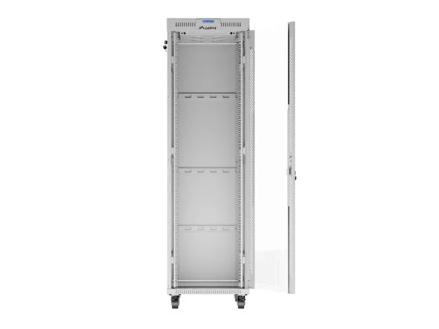 19" VOLNĚ STOJÍCÍ RACKOVÁ SKŘÍŇ 42U/600X800 (FLAT PACK) S PROSKLENÝMI DVEŘMI LCD ŠEDÁ  V2