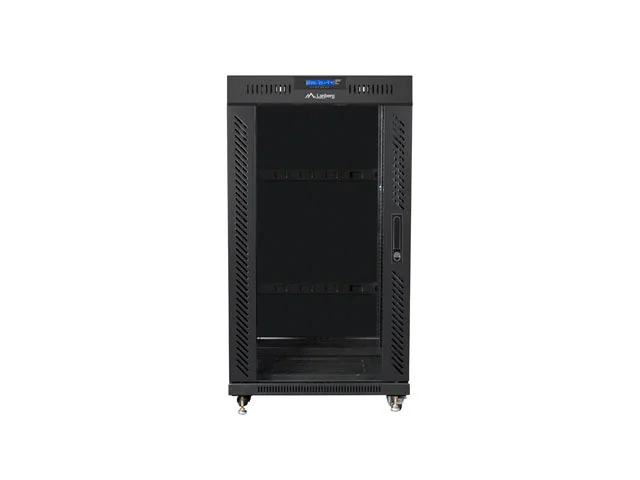 19" VOLNĚ STOJÍCÍ RACKOVÁ SKŘÍŇ 22U/600X600 (FLAT PACK) S PROSKLENÝMI DVEŘMI LCD ČERNÁ  V2