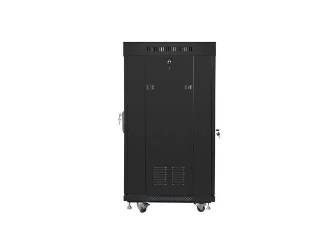 19" VOLNĚ STOJÍCÍ RACKOVÁ SKŘÍŇ 22U/600X600 (FLAT PACK) S PROSKLENÝMI DVEŘMI LCD ČERNÁ  V2