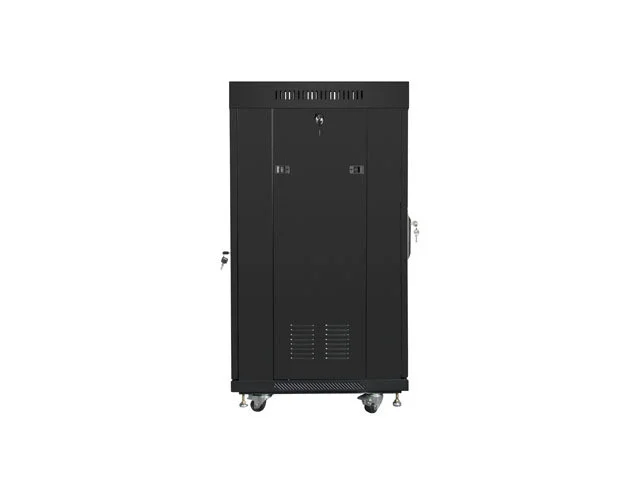 19" VOLNĚ STOJÍCÍ RACKOVÁ SKŘÍŇ 22U/600X600 (FLAT PACK) S PROSKLENÝMI DVEŘMI LCD ČERNÁ  V2