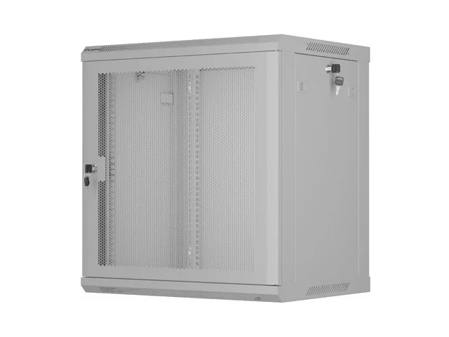 INSTALAČNÍ STOJAN 19" 12U 600X450 ŠEDÉ PERFOROVANÉ DVEŘE  (PLOCHÉ BALENÍ)
