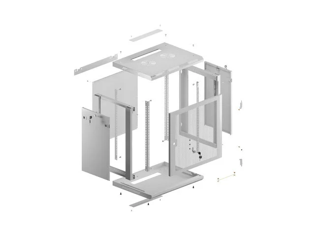 INSTALAČNÍ STOJAN 19" 12U 600X450 ŠEDÉ PERFOROVANÉ DVEŘE  (PLOCHÉ BALENÍ)