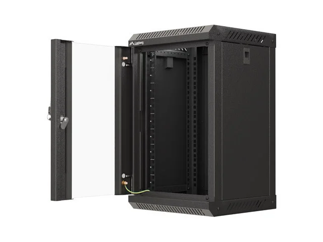 RACKOVÁ SKŘÍŇ 10" NÁSTĚNNÁ 9U/300X300 (FLAT PACK) S PROSKLENÝMI DVEŘMI ČERNÁ