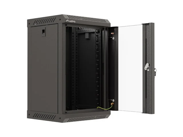 RACKOVÁ SKŘÍŇ 10" NÁSTĚNNÁ 9U/300X300 (FLAT PACK) S PROSKLENÝMI DVEŘMI ČERNÁ