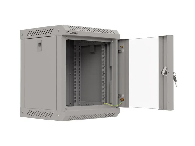 RACKOVÁ SKŘÍŇ 10" NÁSTĚNNÁ 6U/300X300 (FLAT PACK) S PROSKLENÝMI DVEŘMI ŠEDÁ