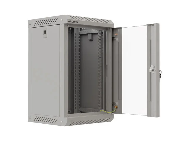 RACKOVÁ SKŘÍŇ 10" NÁSTĚNNÁ 9U/300X300 (FLAT PACK) S PROSKLENÝMI DVEŘMI ŠEDÁ