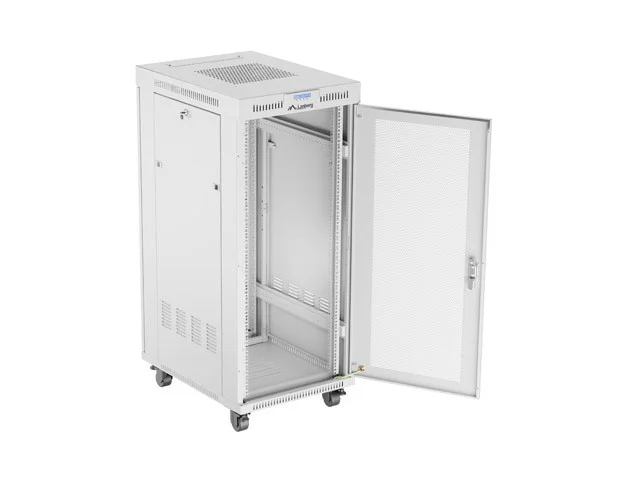 RACKOVÁ SKŘÍŇ 19" VOLNĚ STOJÍCÍ 27U/600X800 (FLAT PACK) SE SÍŤOVANÝMI DVEŘMI LCD ŠEDÁ