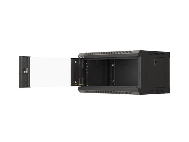 RACKOVÁ SKŘÍŇ 19" NÁSTĚNNÁ 4U/540X350 (FLAT PACK) S PROSKLENÝMI DVEŘMI ČERNÁ