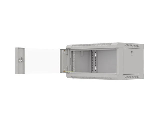 RACKOVÁ SKŘÍŇ 19" NÁSTĚNNÁ 4U/540X350 (FLAT PACK) S PROSKLENÝMI DVEŘMI ŠEDÁ