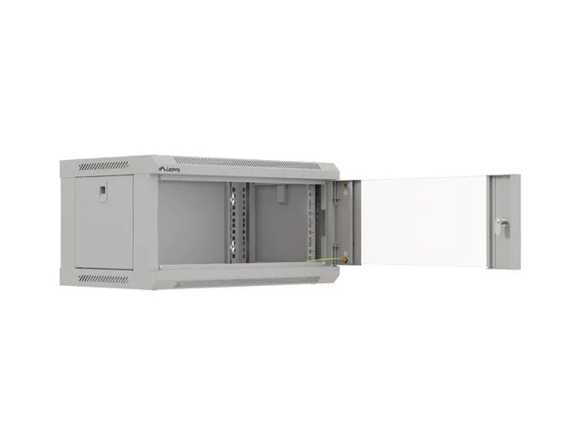 RACKOVÁ SKŘÍŇ 19" NÁSTĚNNÁ 4U/540X350 (FLAT PACK) S PROSKLENÝMI DVEŘMI ŠEDÁ