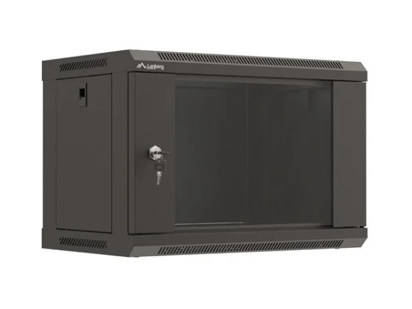 19" RACKOVÁ SKŘÍŇ PRO MONTÁŽ NA STĚNU 6U/540X350 (FLAT PACK) S PROSKLENÝMI DVEŘMI ČERNÁ