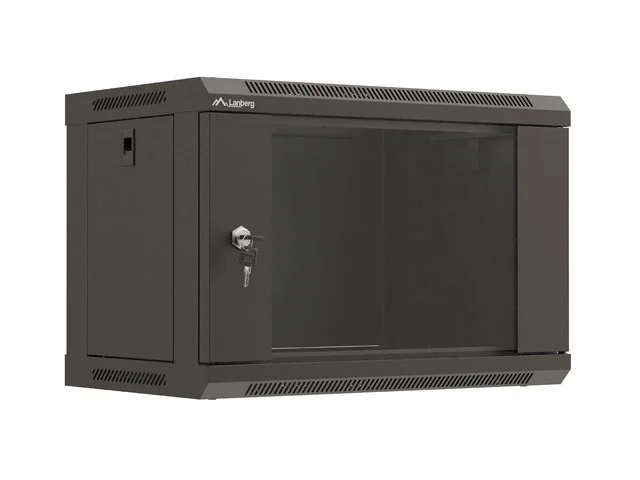 19" RACKOVÁ SKŘÍŇ PRO MONTÁŽ NA STĚNU 6U/540X350 (FLAT PACK) S PROSKLENÝMI DVEŘMI ČERNÁ