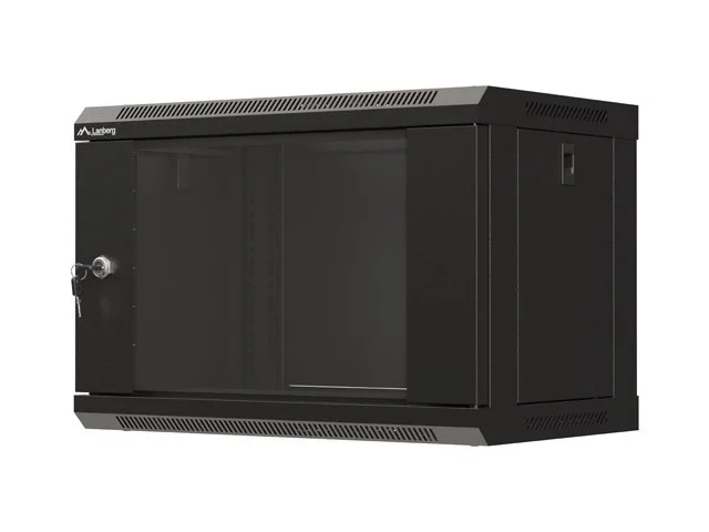 19" RACKOVÁ SKŘÍŇ PRO MONTÁŽ NA STĚNU 6U/540X350 (FLAT PACK) S PROSKLENÝMI DVEŘMI ČERNÁ