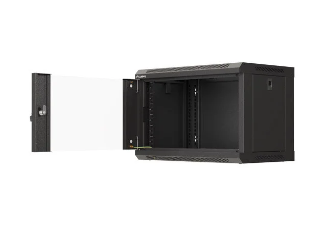 19" RACKOVÁ SKŘÍŇ PRO MONTÁŽ NA STĚNU 6U/540X350 (FLAT PACK) S PROSKLENÝMI DVEŘMI ČERNÁ