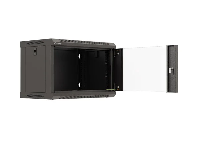 19" RACKOVÁ SKŘÍŇ PRO MONTÁŽ NA STĚNU 6U/540X350 (FLAT PACK) S PROSKLENÝMI DVEŘMI ČERNÁ