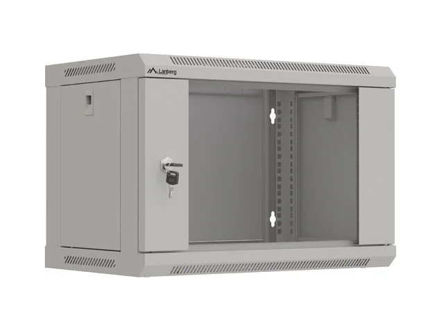 19" RACKOVÁ SKŘÍŇ PRO MONTÁŽ NA STĚNU 6U/540X350 (FLAT PACK) S PROSKLENÝMI DVEŘMI ŠEDÁ