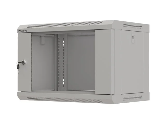 19" RACKOVÁ SKŘÍŇ PRO MONTÁŽ NA STĚNU 6U/540X350 (FLAT PACK) S PROSKLENÝMI DVEŘMI ŠEDÁ