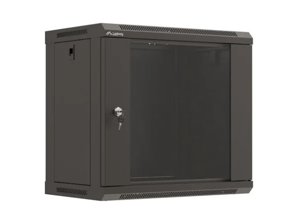 19" RACKOVÁ SKŘÍŇ PRO MONTÁŽ NA STĚNU 9U/540X350 (FLAT PACK) S PROSKLENÝMI DVEŘMI ČERNÁ