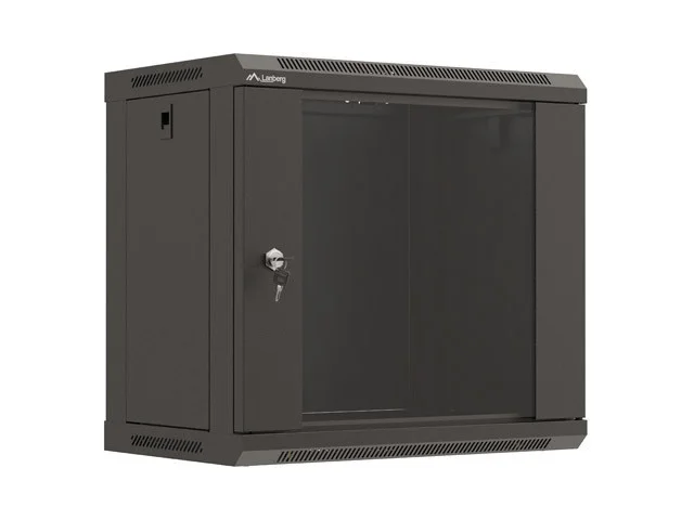 19" RACKOVÁ SKŘÍŇ PRO MONTÁŽ NA STĚNU 9U/540X350 (FLAT PACK) S PROSKLENÝMI DVEŘMI ČERNÁ