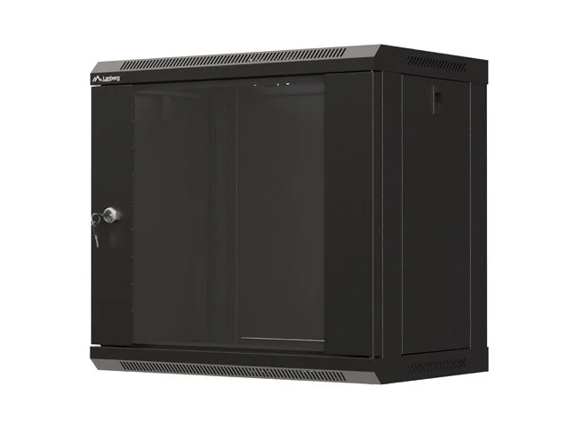 19" RACKOVÁ SKŘÍŇ PRO MONTÁŽ NA STĚNU 9U/540X350 (FLAT PACK) S PROSKLENÝMI DVEŘMI ČERNÁ