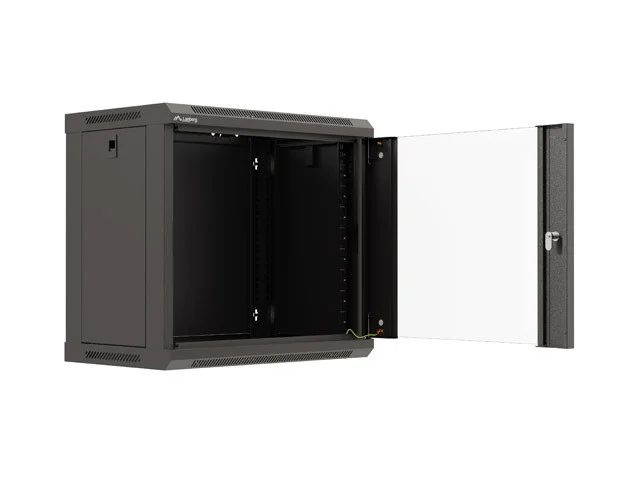 19" RACKOVÁ SKŘÍŇ PRO MONTÁŽ NA STĚNU 9U/540X350 (FLAT PACK) S PROSKLENÝMI DVEŘMI ČERNÁ