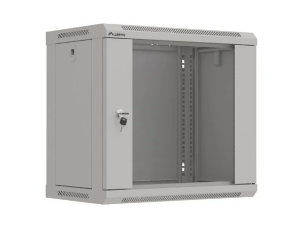 19" RACKOVÁ SKŘÍŇ PRO MONTÁŽ NA STĚNU 9U/540X350 (FLAT PACK) S PROSKLENÝMI DVEŘMI ŠEDÁ
