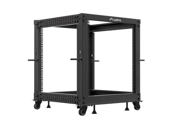 OTEVŘENÝ RACK 12U 19" 600X600-1100 NASTAVITELNÝ ČERNÝ