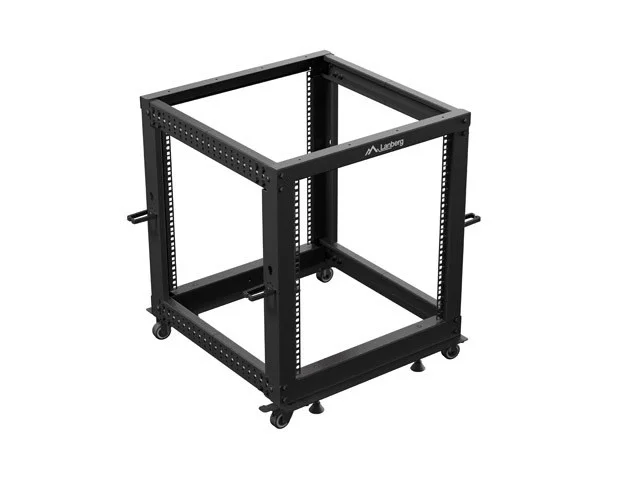 OTEVŘENÝ RACK 12U 19" 600X600-1100 NASTAVITELNÝ ČERNÝ