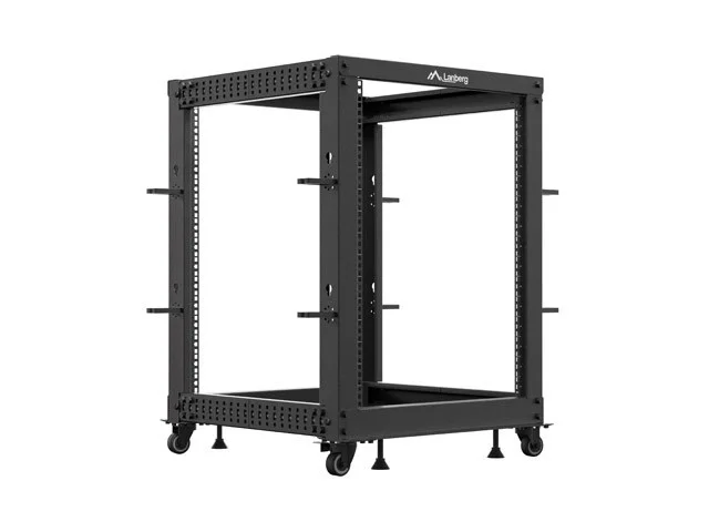 OTEVŘENÝ RACK 15U 19" 600X600-1100 NASTAVITELNÝ ČERNÝ