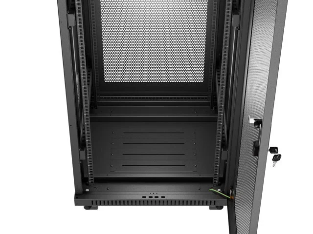 19" VOLNĚ STOJÍCÍ RACKOVÁ SKŘÍŇ 32U/600X600 (FLAT PACK) SE SÍŤOVÝMI DVEŘMI LCD ČERNÁ