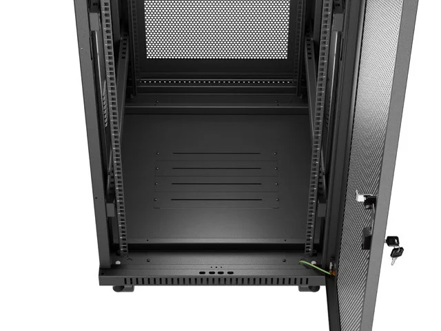 19" VOLNĚ STOJÍCÍ RACKOVÁ SKŘÍŇ 32U/600X800 (FLAT PACK) SE SÍŤOVÝMI DVEŘMI LCD ČERNÁ