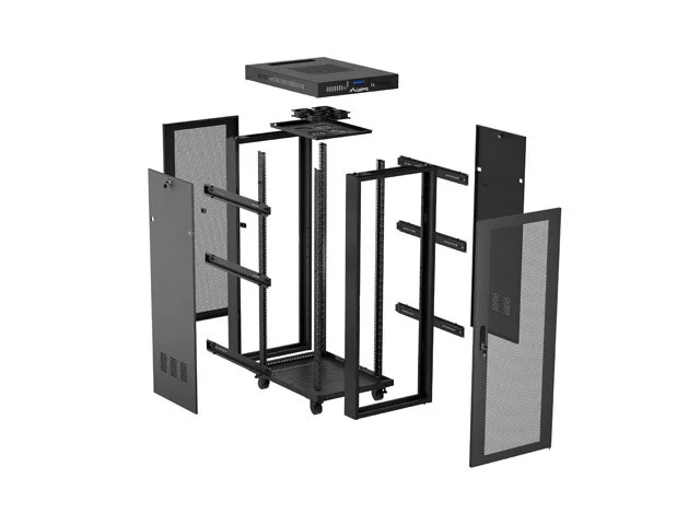 19" VOLNĚ STOJÍCÍ RACKOVÁ SKŘÍŇ 32U/600X800 (FLAT PACK) SE SÍŤOVÝMI DVEŘMI LCD ČERNÁ