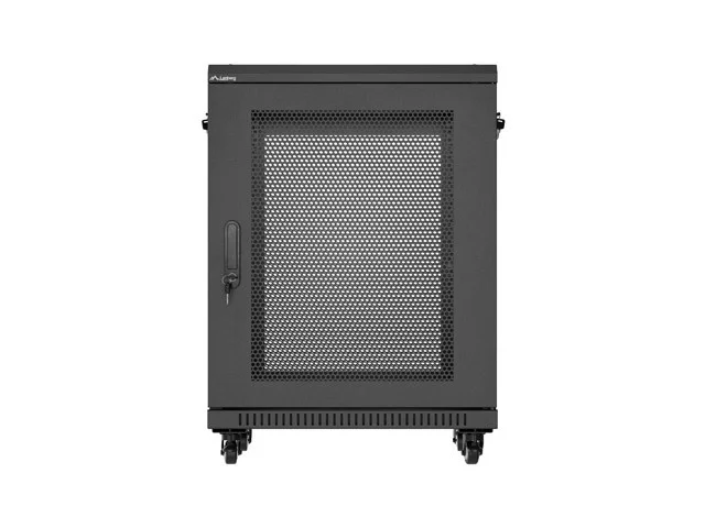 RACKOVÁ SKŘÍŇ 19" VOLNĚ STOJÍCÍ 15U/600X600 (FLAT PACK) S DVÍŘKY ZE SÍŤOVINY ČERNÁ