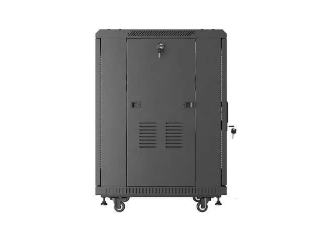 RACKOVÁ SKŘÍŇ 19" VOLNĚ STOJÍCÍ 15U/600X600 (FLAT PACK) S DVÍŘKY ZE SÍŤOVINY ČERNÁ
