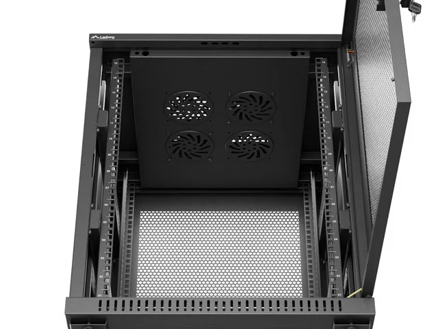 RACKOVÁ SKŘÍŇ 19" VOLNĚ STOJÍCÍ 15U/600X600 (FLAT PACK) S DVÍŘKY ZE SÍŤOVINY ČERNÁ