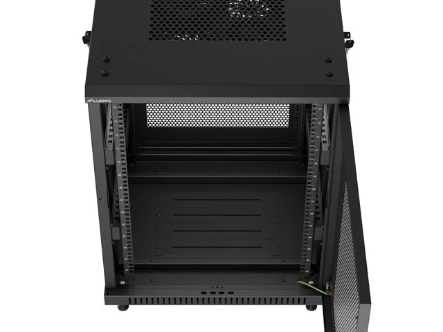 RACKOVÁ SKŘÍŇ 19" VOLNĚ STOJÍCÍ 15U/600X600 (FLAT PACK) S DVÍŘKY ZE SÍŤOVINY ČERNÁ