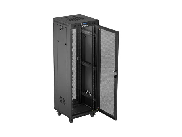 19" VOLNĚ STOJÍCÍ RACKOVÁ SKŘÍŇ 37U/600X600 (FLAT PACK) SE SÍŤOVÝMI DVEŘMI LCD ČERNÁ