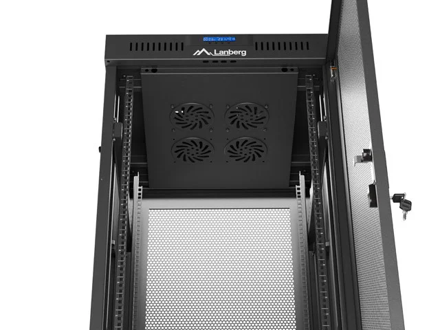 19" VOLNĚ STOJÍCÍ RACKOVÁ SKŘÍŇ 37U/600X600 (FLAT PACK) SE SÍŤOVÝMI DVEŘMI LCD ČERNÁ