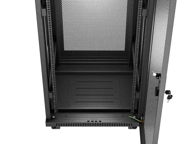19" VOLNĚ STOJÍCÍ RACKOVÁ SKŘÍŇ 37U/600X600 (FLAT PACK) SE SÍŤOVÝMI DVEŘMI LCD ČERNÁ